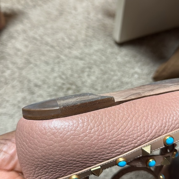 Valentino Beige Leather T Strap Rockstud Ballet Flats Size 40 - Picture 6 of 8